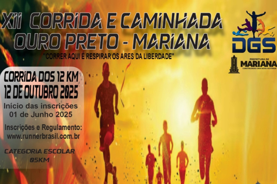 12ª CORRIDA E CAMINHADA OURO PRETO A MARIANA